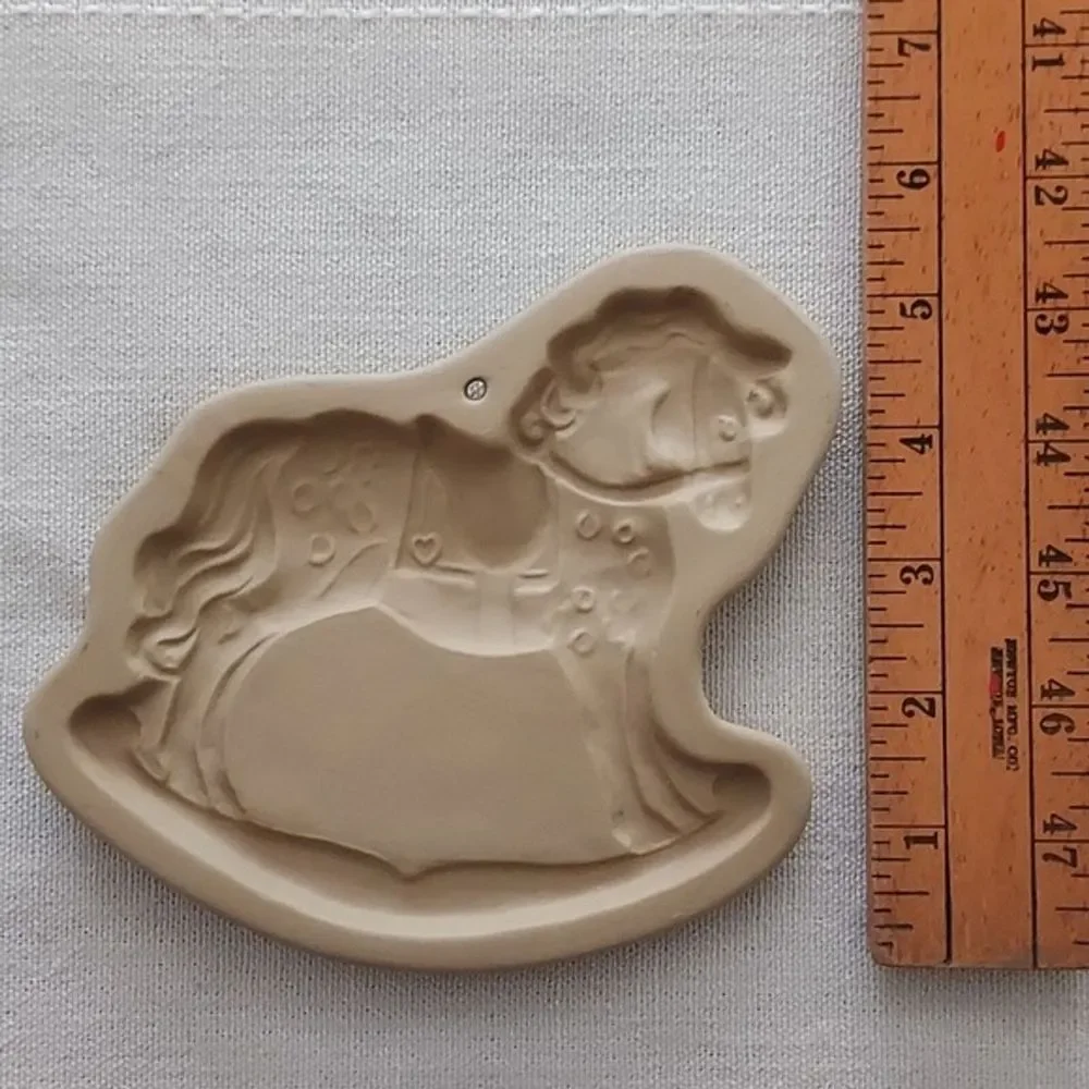 Vintage 1986‎ Brown Bag Cookie Art Rocking Horse Stoneware Mold Hill Design Inc